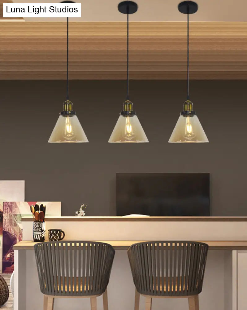 Retro Industrial Style Glass Ceiling Fixture - 1 Light For Restaurants