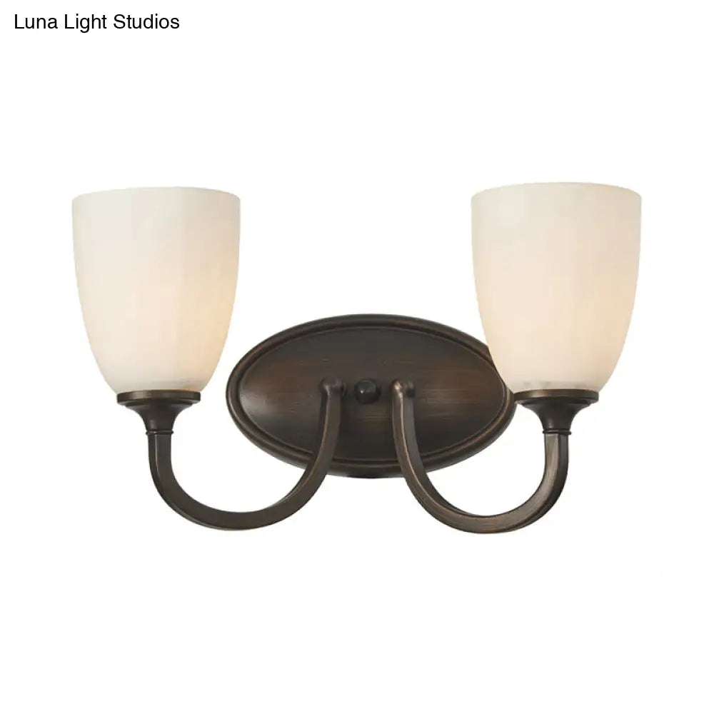 Retro Milk Glass Wall Lamp With Metal Backplate For Living Room