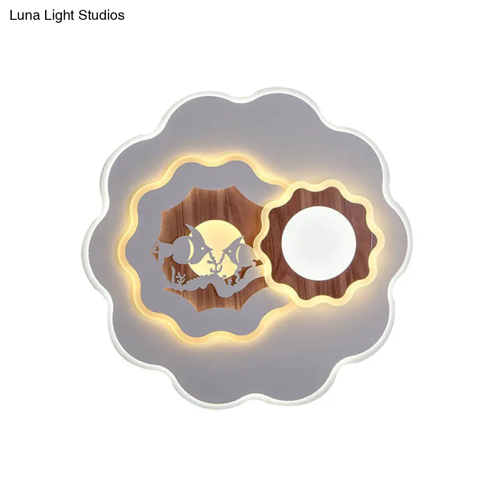 Romantic Acrylic Blossom Ceiling Mount Flush Light In White For Adult Bedroom