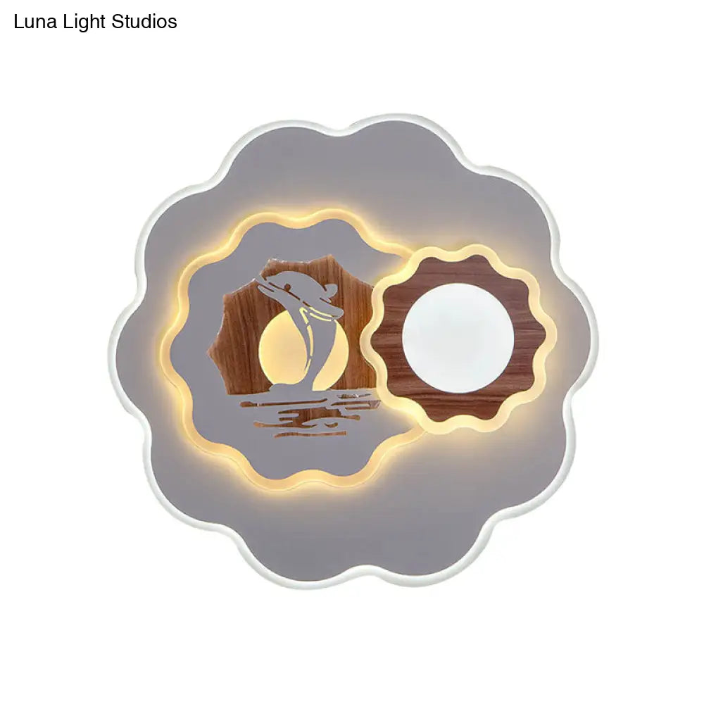 Romantic Acrylic Blossom Ceiling Mount Flush Light In White For Adult Bedroom