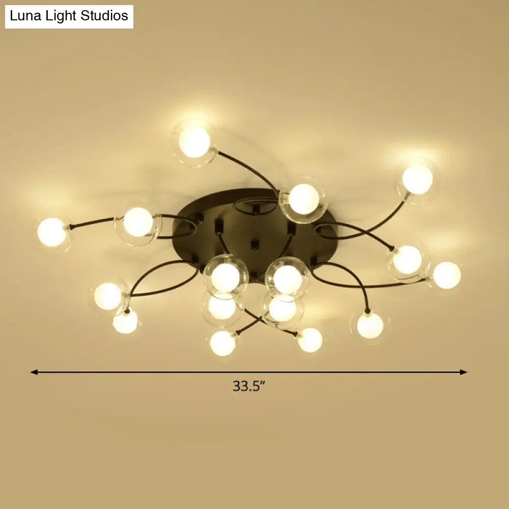 Romantic Twist Arm Black Ceiling Light: Multi - Head Semi Flushmount For Living Room