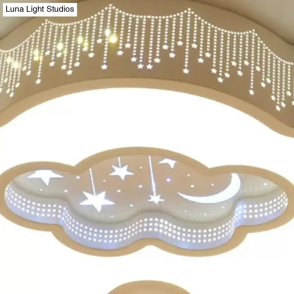 Romantic White Cloud Ceiling Mount Light With Star Acrylic Lamp For Hallway