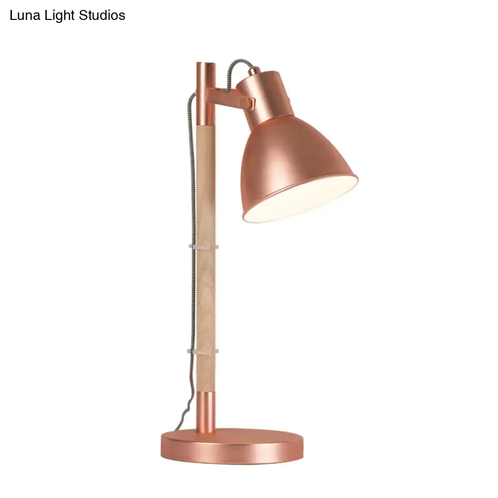 Rose Gold Led Desk Lamp Modern Rotatable Table Light With Domed Metal Handle For Bedside