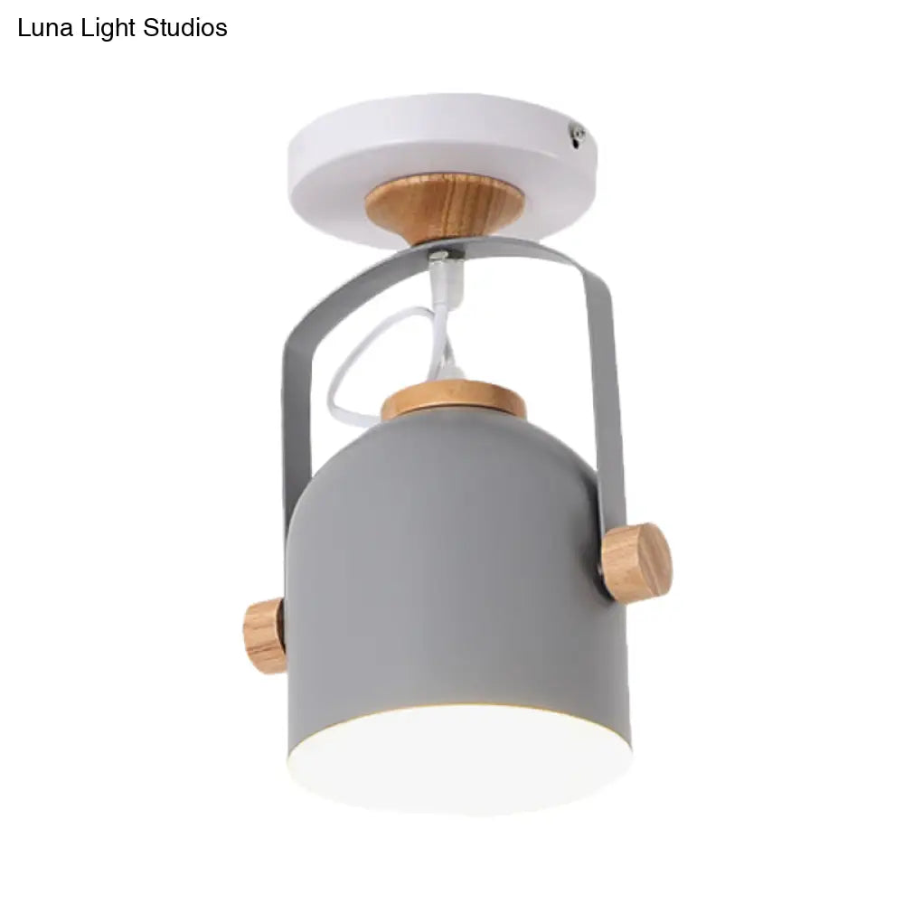 Rotatable Macaron Loft Metallic Ceiling Lamp With Cup Shade - Perfect For Bathrooms