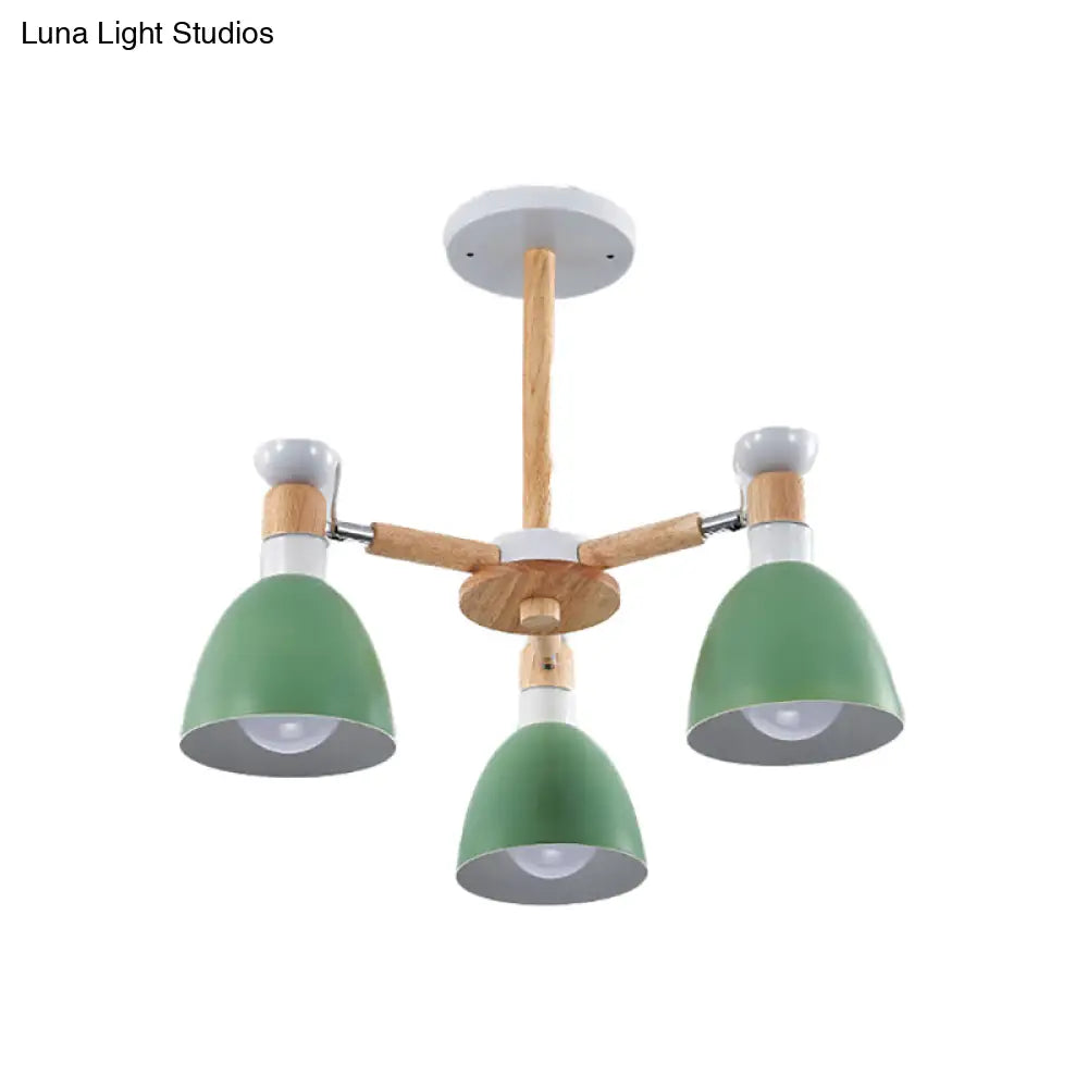 Rotatable Metal Bowl Chandelier - Kindergarten Macaron Hanging Light