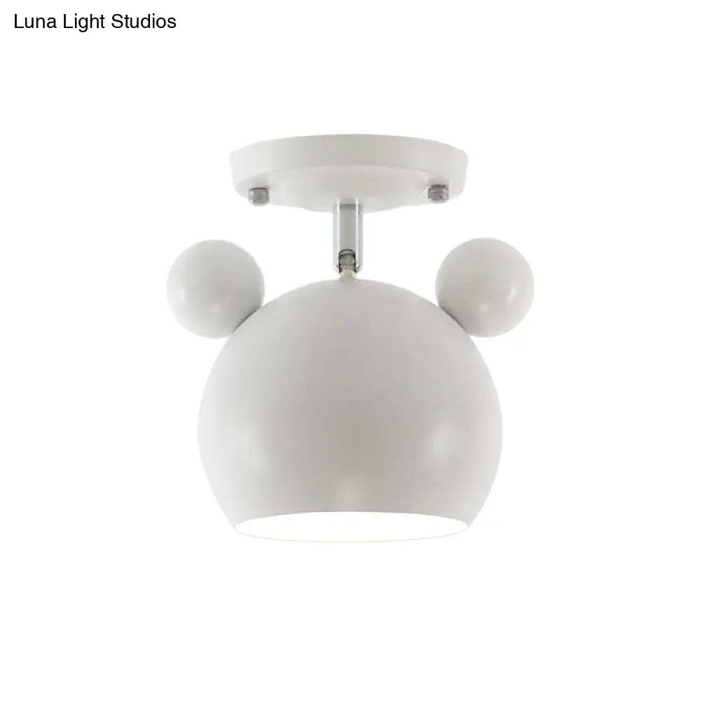Rotating Bear Head Ceiling Lamp - Stylish Macaron Loft Metal Light For Balconies