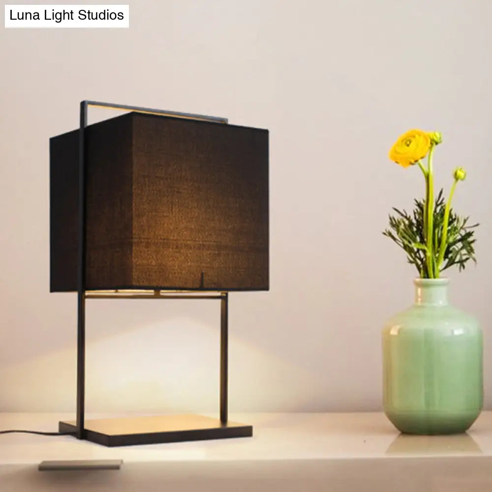 Ruby - Modern Cube Nightstand Light Fabric Table Lamp Black Black