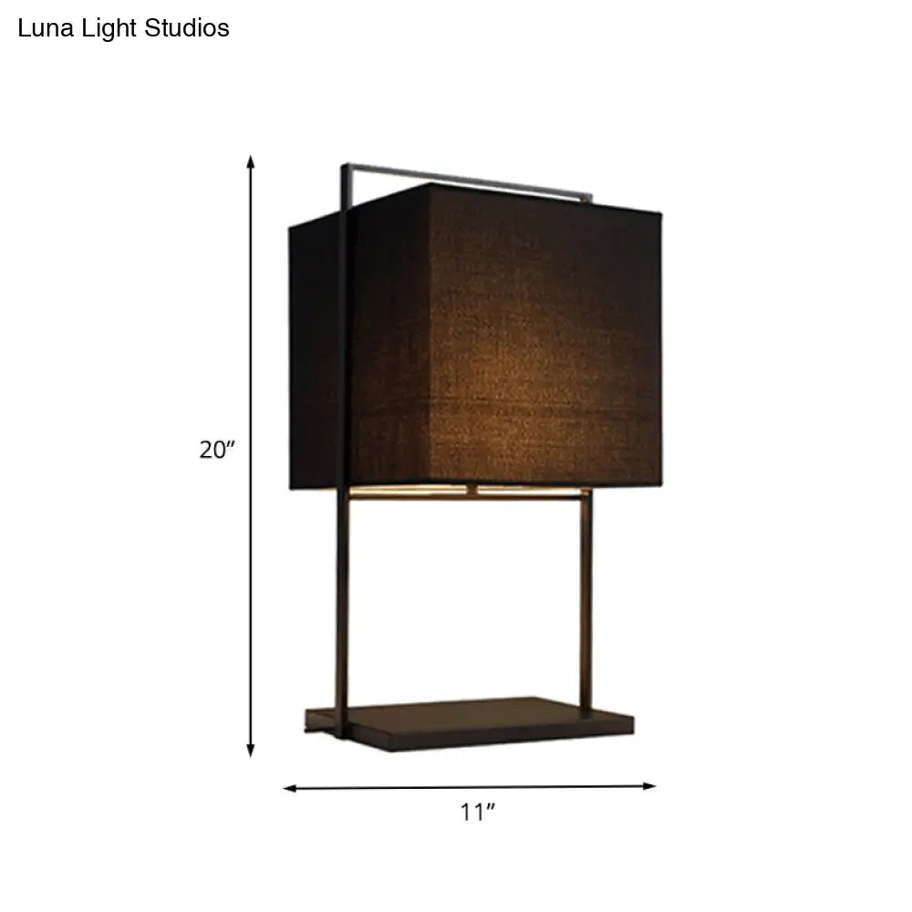 Ruby - Modern Cube Nightstand Light Fabric Table Lamp Black Black