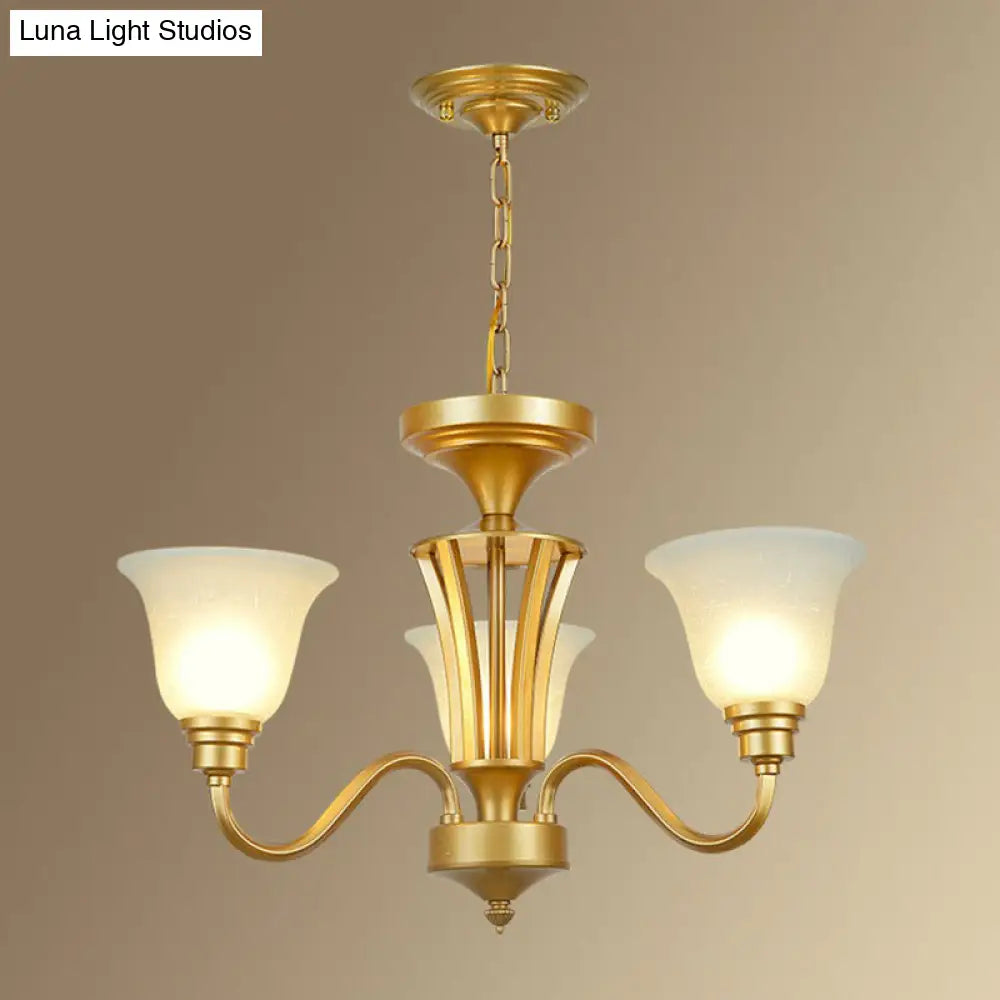 Rustic Bell Shaped Suspension Light Chandelier - Cream Glass Perfect For Dining Room