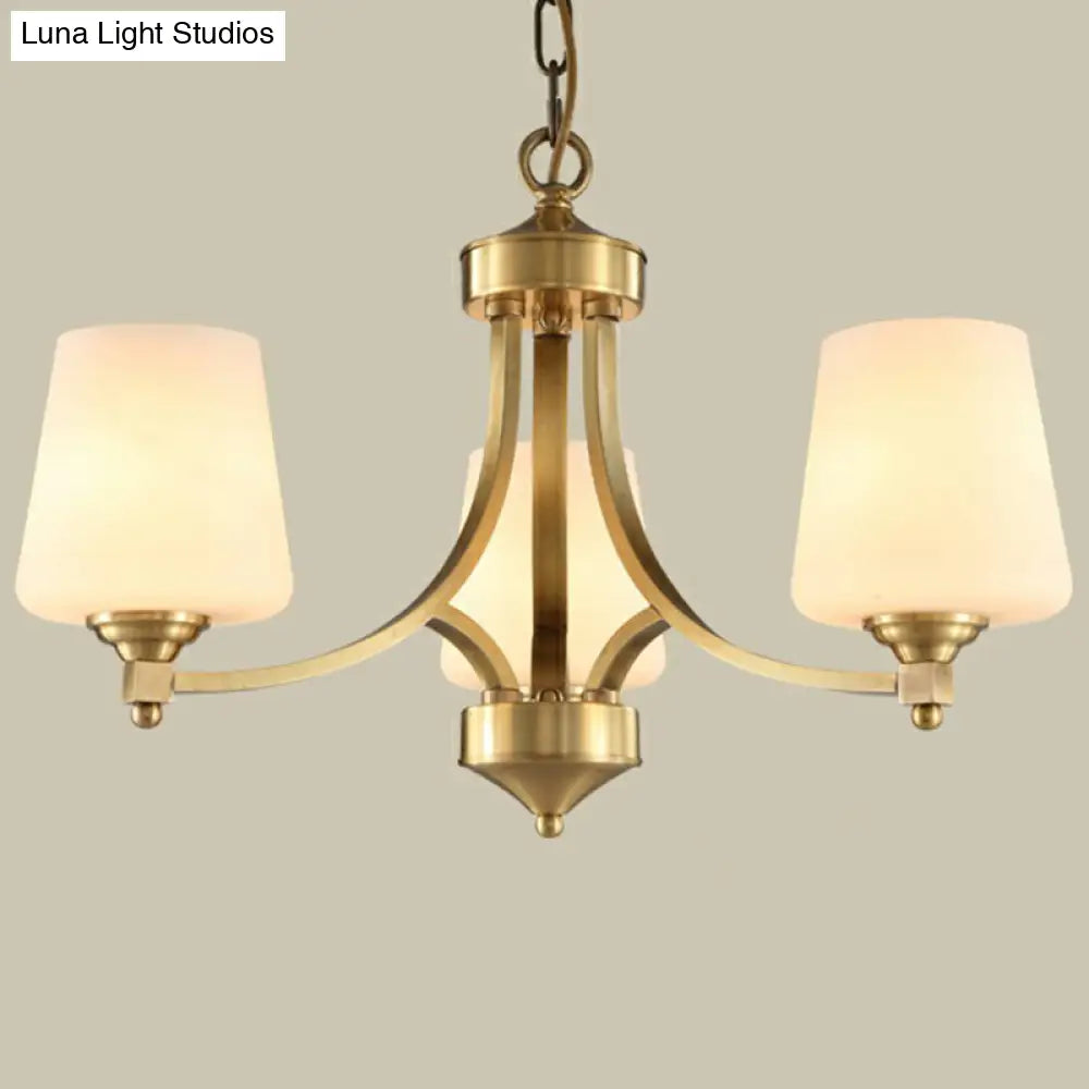 Rustic Cream Glass Gold Bud Chandelier Pendant Light For Living Room