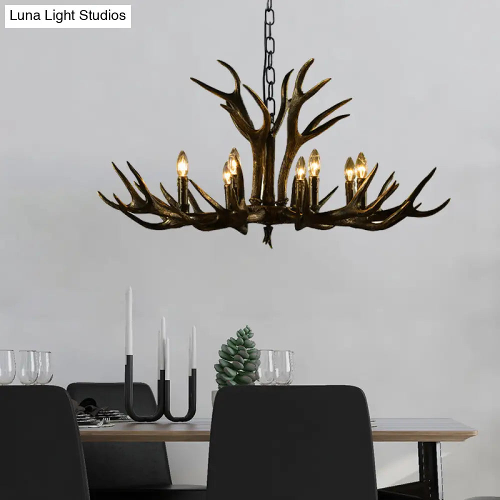Rustic Resin Chandelier - Black Candle Pendant 6/8/10 Heads Perfect For Restaurants Hanging Ceiling