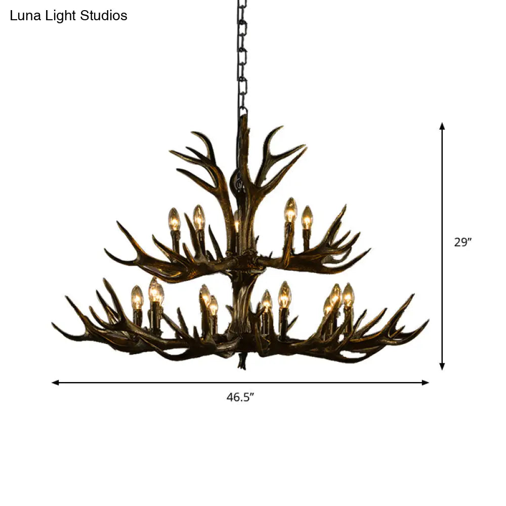 Rustic Resin Chandelier - Black Candle Pendant 6/8/10 Heads Perfect For Restaurants Hanging Ceiling