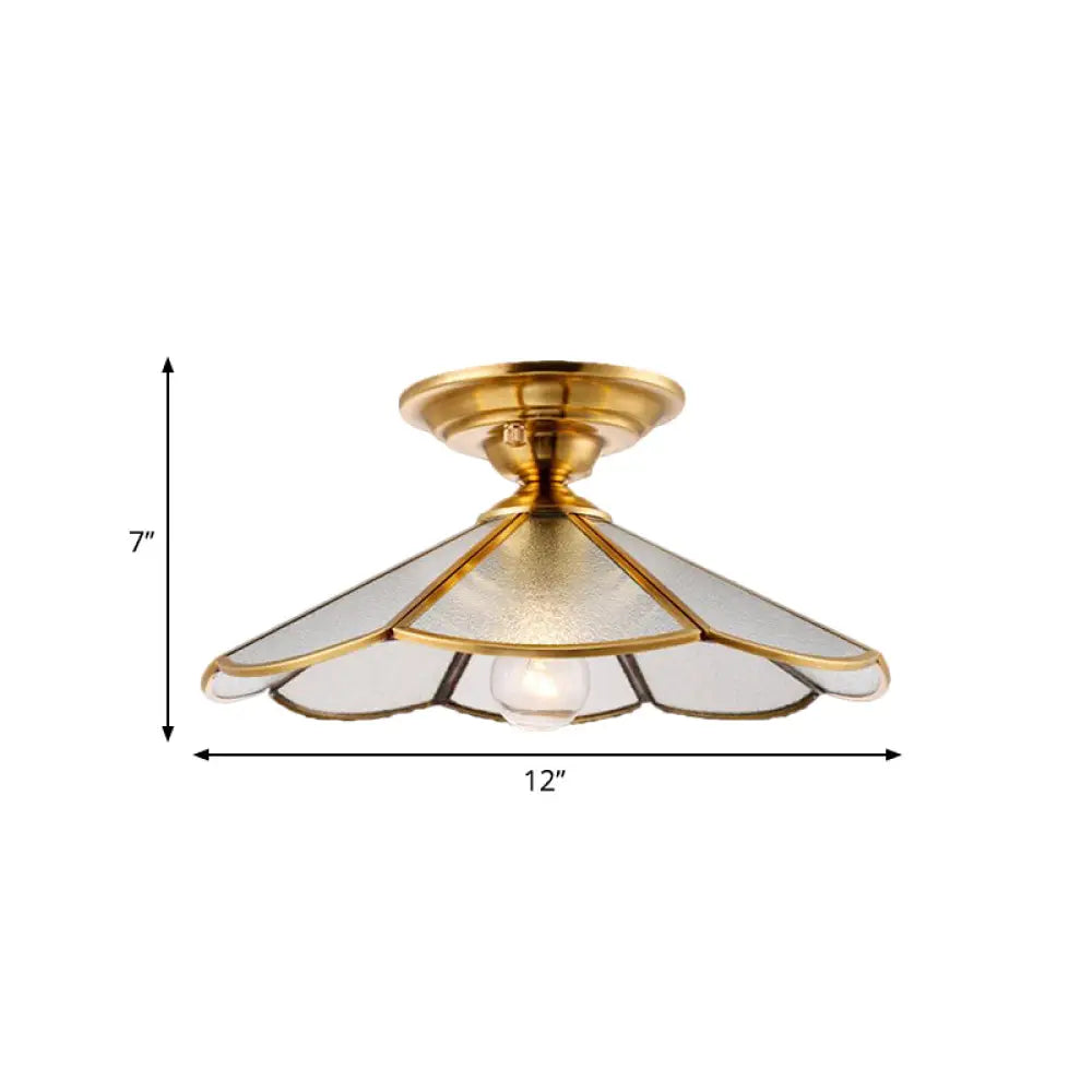 Scalloped Foyer Flush Mount Ceiling Light Fixture With Brass Finish - 12/16 Diameter
