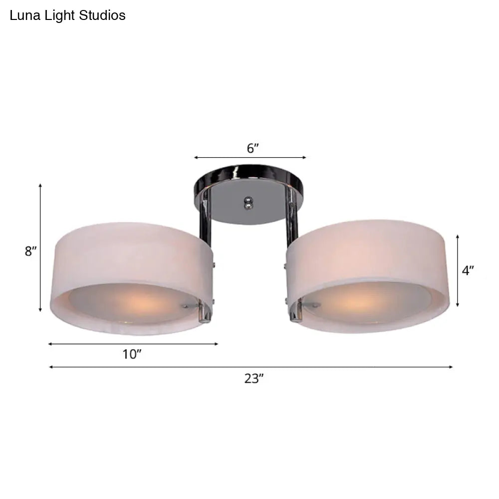 Semi Flush Ceiling Light Fixture - Stunning Drum Acrylic Shade 1/2/3 Lights Modern Silver Design