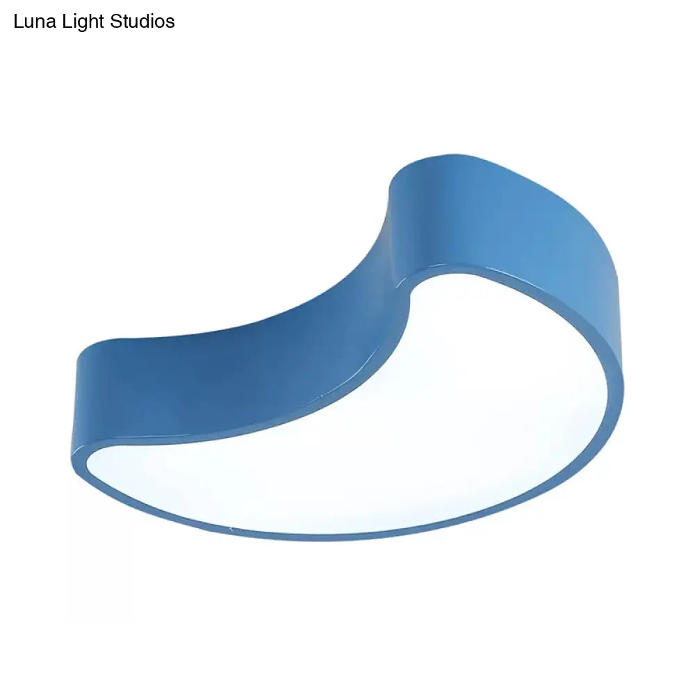 Semi-Moon Led Acrylic Flush Mount Ceiling Fixture For Kids’ Leisure Area - White/Red/Yellow Lighting