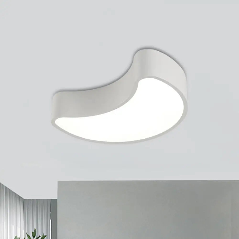 Semi-Moon Led Acrylic Flush Mount Ceiling Fixture For Kids’ Leisure Area - White/Red/Yellow