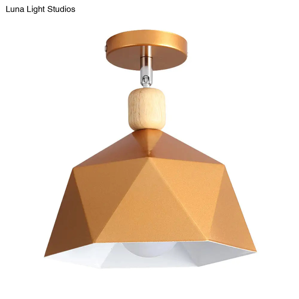Shade Faceted Dome Ceiling Light Fixture - Macaron Metal Semi - Flush Mount For Apartments