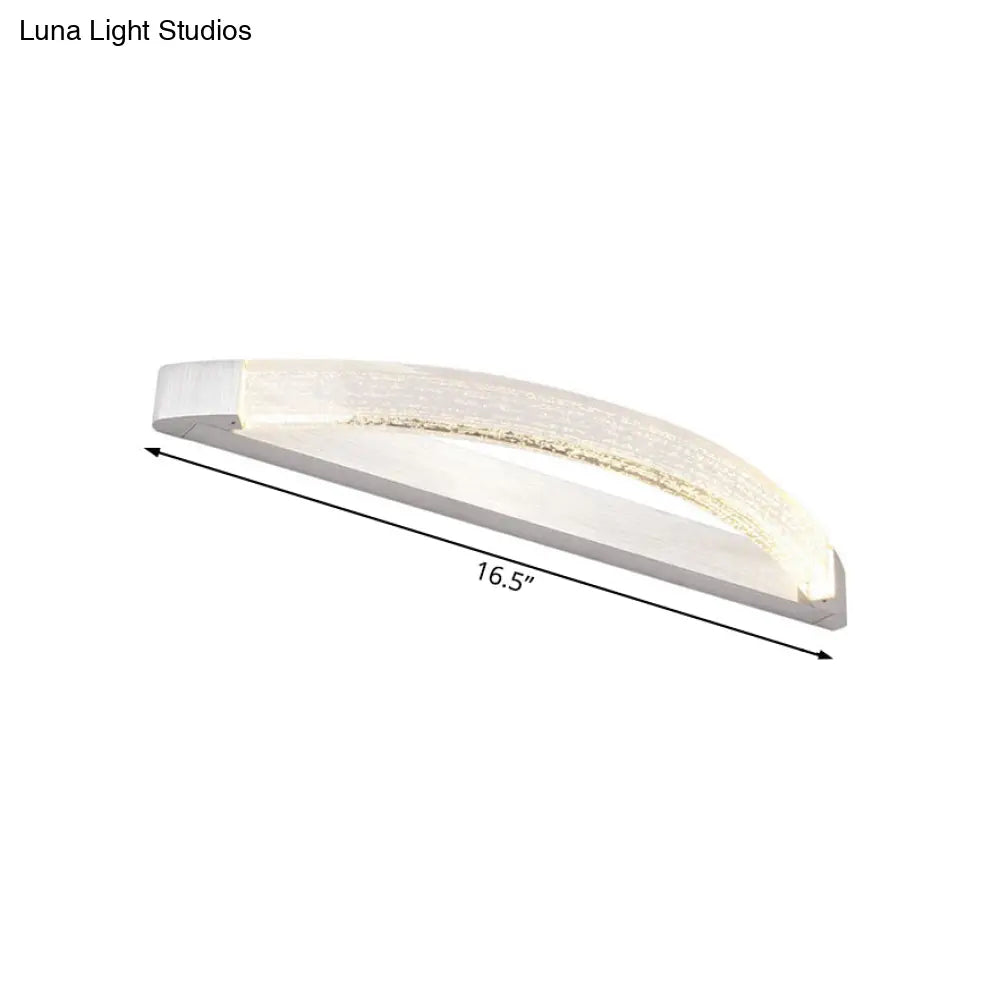 Silver Bow-Shaped Led Wall Mount Vanity Light With Bubble Crystal Accent Natural 12.5/16.5/20 Wide