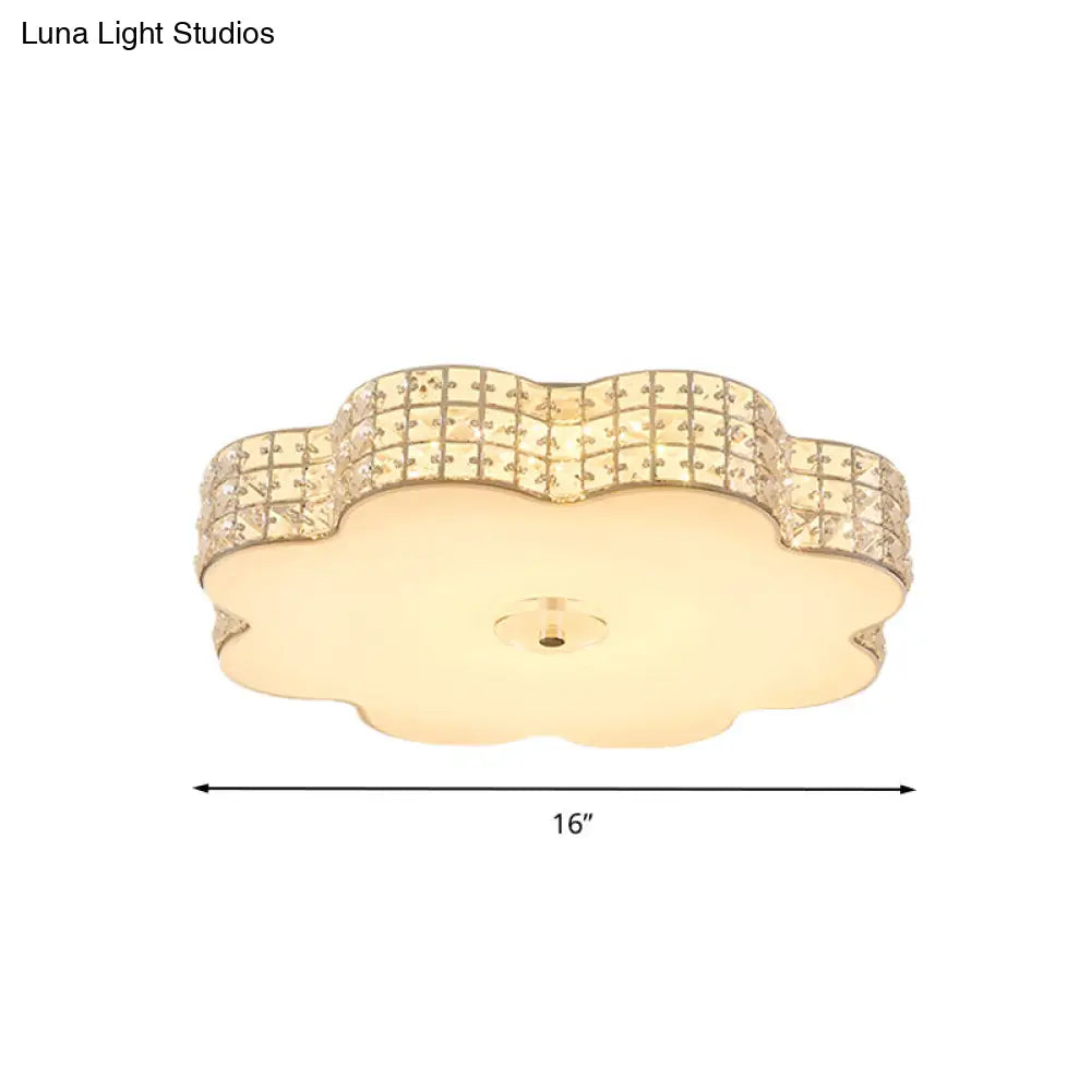 Silver Flower Ceiling Lamp: Simple Style Led Flush Mount Light Fixture For Bedroom -