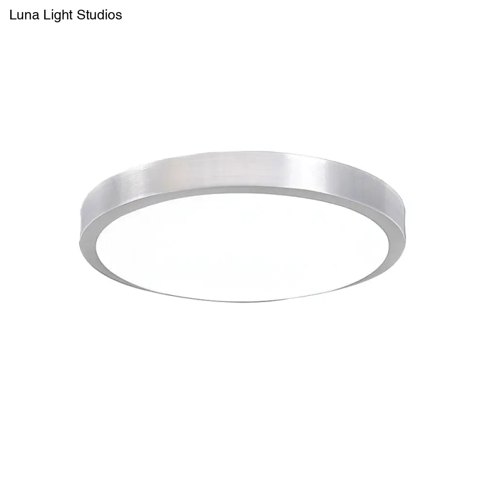 Silver Led Bedroom Ceiling Flush Mount Simple Style Acrylic Diffuser Sizes: 7.5/9/10 Dia