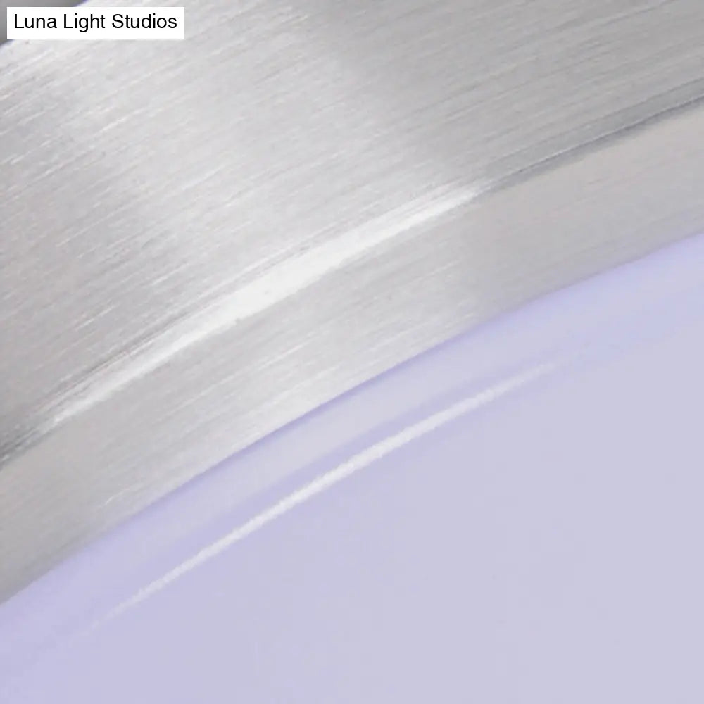 Silver Led Bedroom Ceiling Flush Mount Simple Style Acrylic Diffuser Sizes: 7.5/9/10 Dia