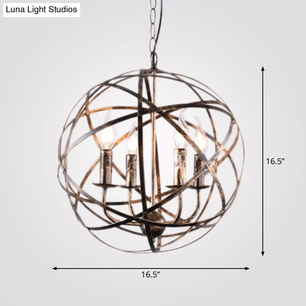 Silver Pendant Chandelier - 4-Light Metal Candle-Style Fixture For Dining Room