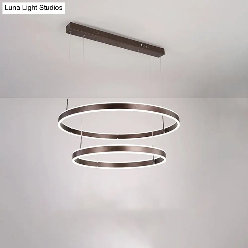 Simple Acrylic Led Chandelier Pendant - 2/3 Tiered Tapered Parlor Hanging Lamp In Coffee