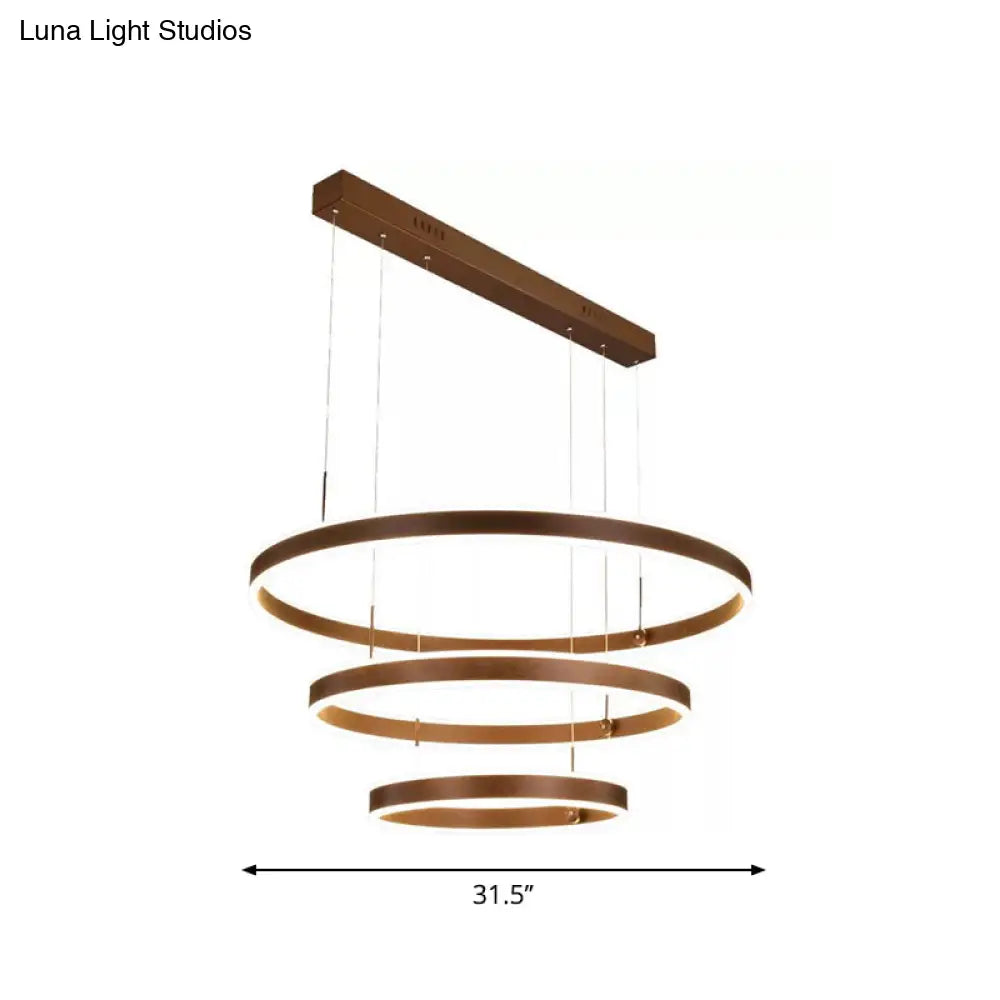Simple Acrylic Led Chandelier Pendant - 2/3 Tiered Tapered Parlor Hanging Lamp In Coffee
