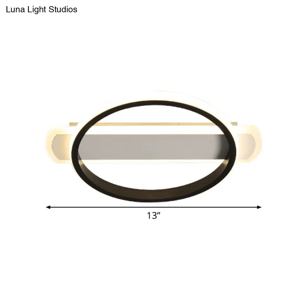 Simple Acrylic Led Flush Mounted Ceiling Light In Black - Round/Square - Oblong Shape Warm/White
