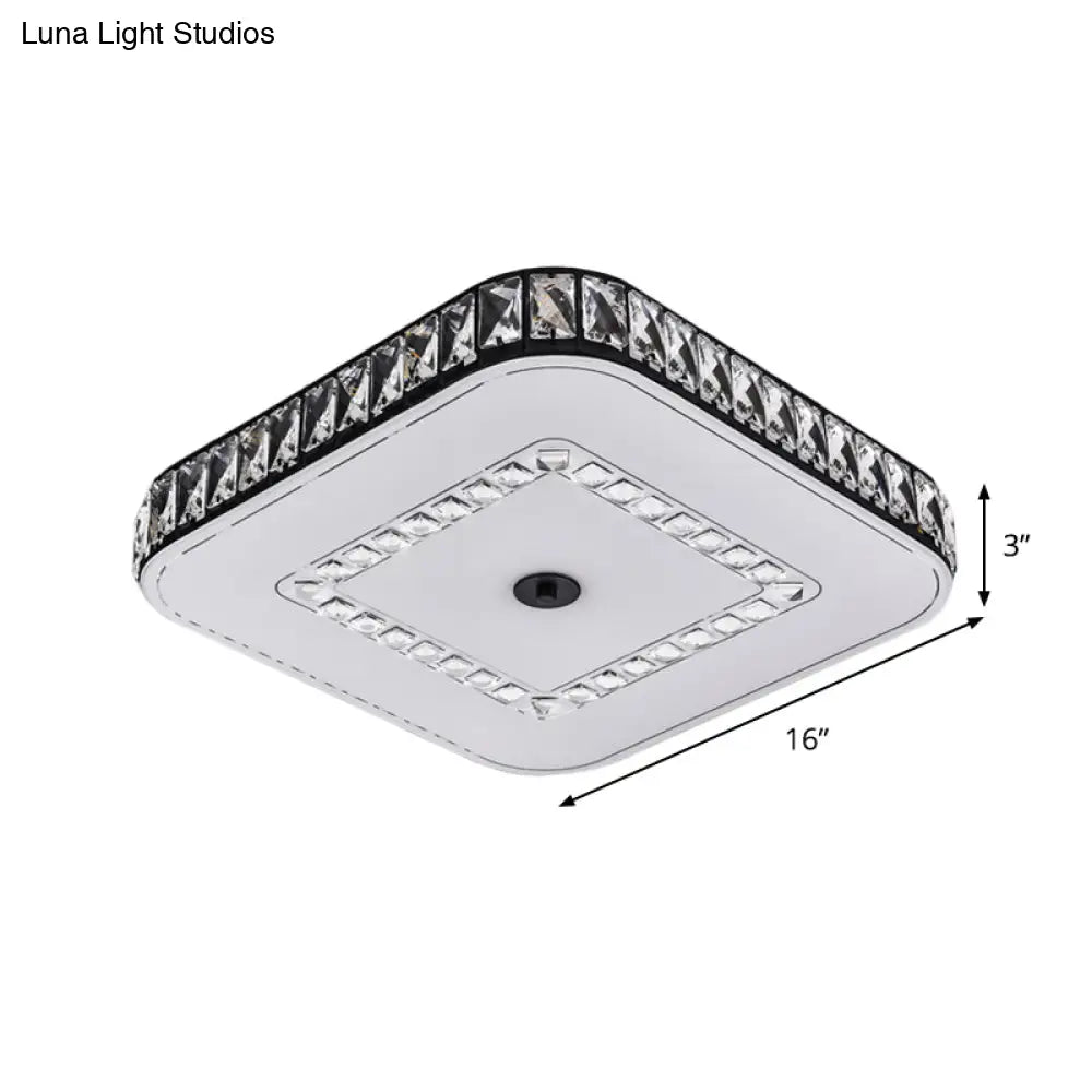 Simple Black Crystal Flush Mount Led Ceiling Light With Square/Round Rectangle-Cut Design