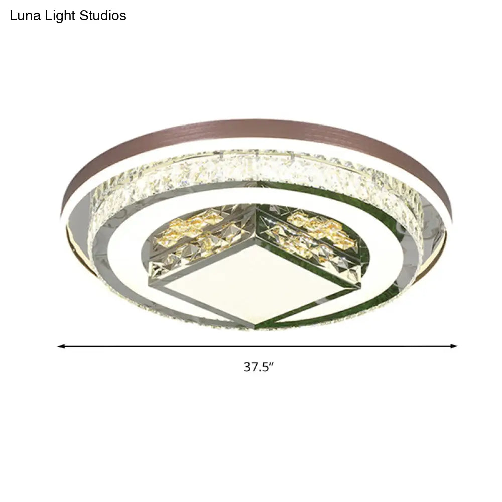 Simple Crystal Flush Mount Lamp: Led Ceiling Fixture In White