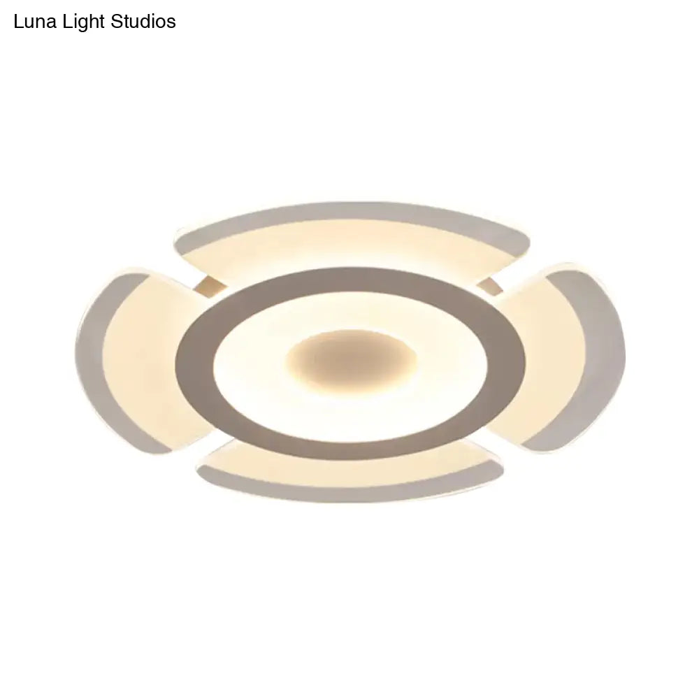 Simple Floral Acrylic Led Flush Ceiling Light - 8’/16.5’/20.5’ Wide Warm/White