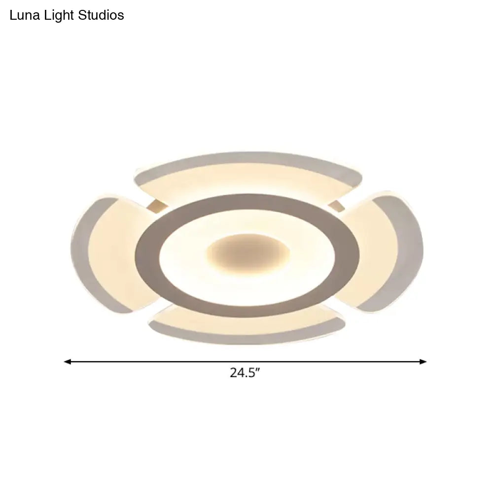 Simple Floral Acrylic Led Flush Ceiling Light - 8’/16.5’/20.5’ Wide Warm/White