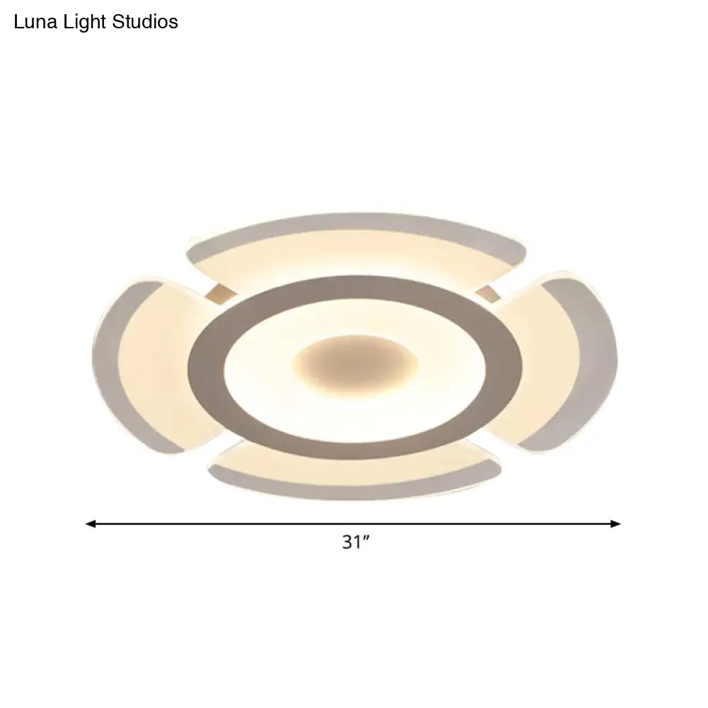 Simple Floral Acrylic Led Flush Ceiling Light - 8’/16.5’/20.5’ Wide Warm/White