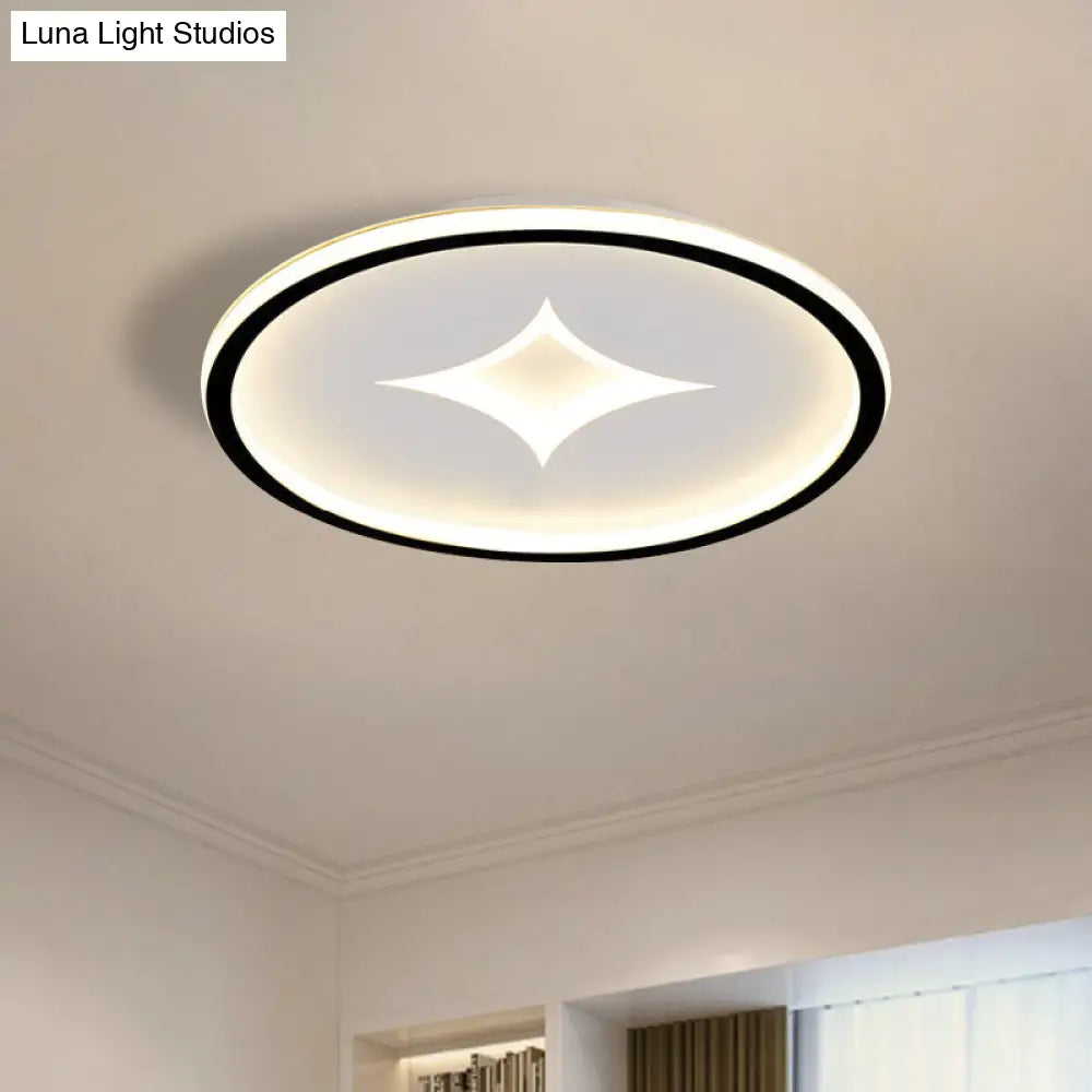 Simple Round Flush Mount Lamp: Acrylic Black/Gold Led Lighting Warm/White Light For Bedroom
