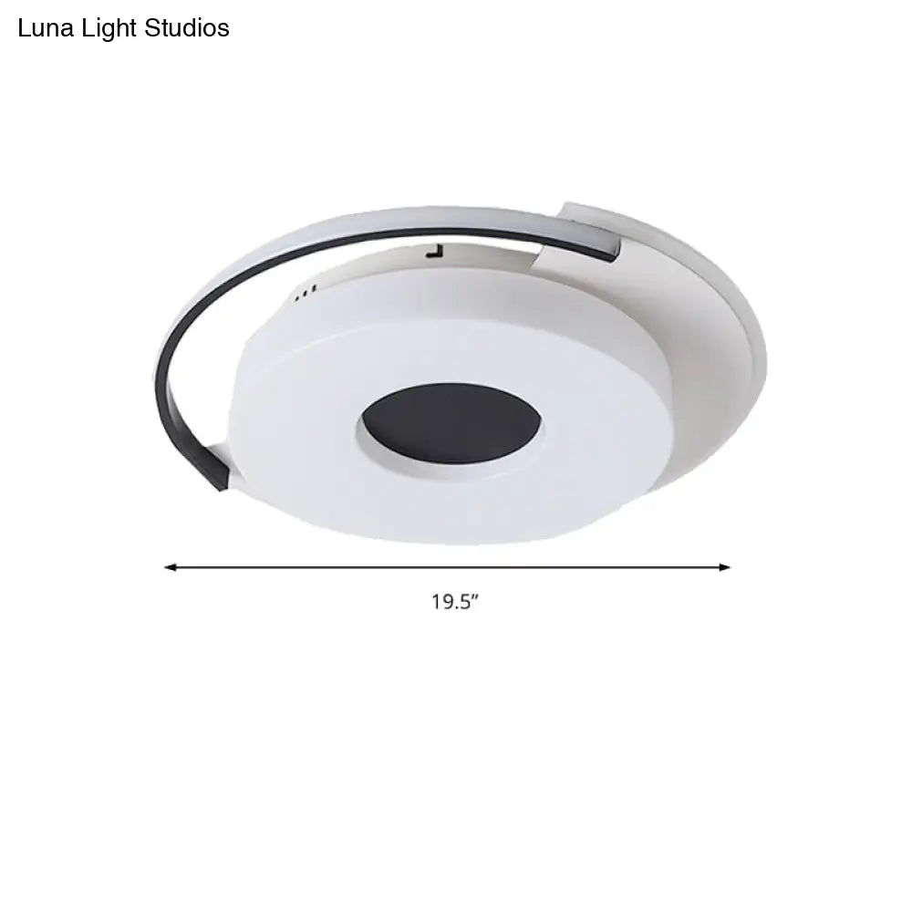 Simple Round/Square Flush Ceiling Light: 16’/19.5’ Wide Acrylic Shaded Black And White Fixture