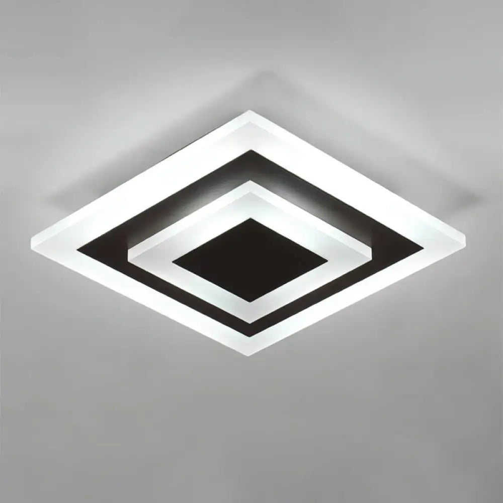 Simple Small Round/Square Ceiling Lamp In White/Coffee Acrylic With Warm/White Led For Corridor