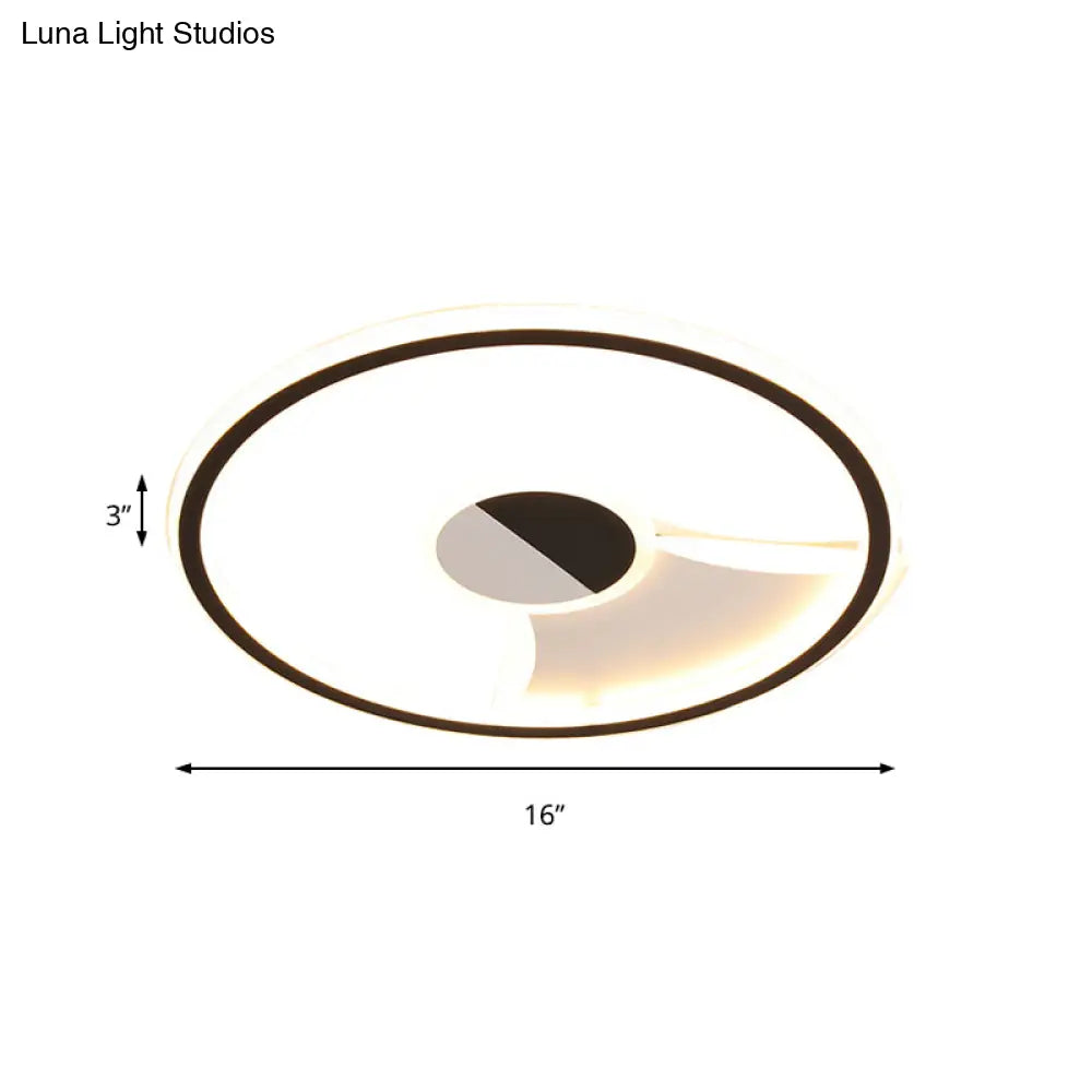 Simple Style Led Acrylic Flush Ceiling Light – Black/White 16’/19.5’/23.5’ Dia Lamp For