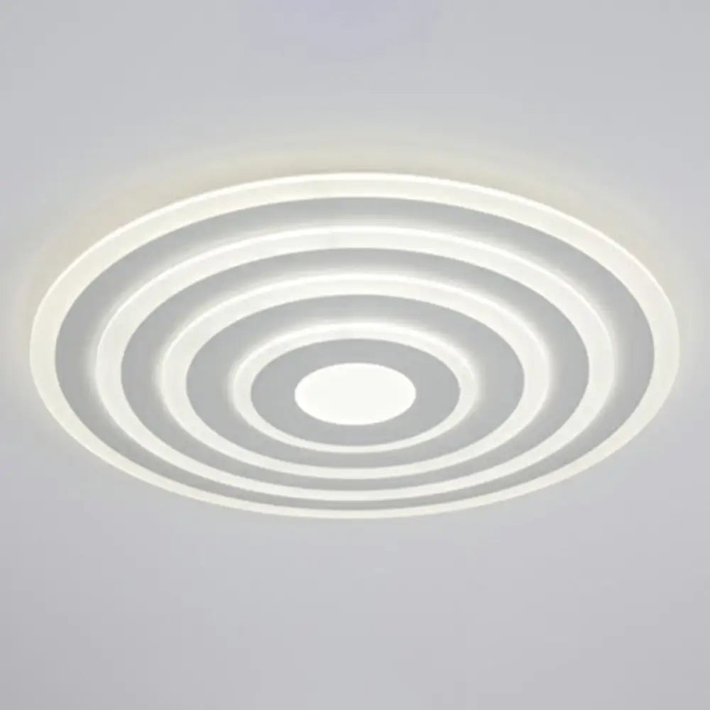 Simple Style Led Flush Ceiling Light For Bedroom - White Acrylic Round Flushmount / 16’ Natural