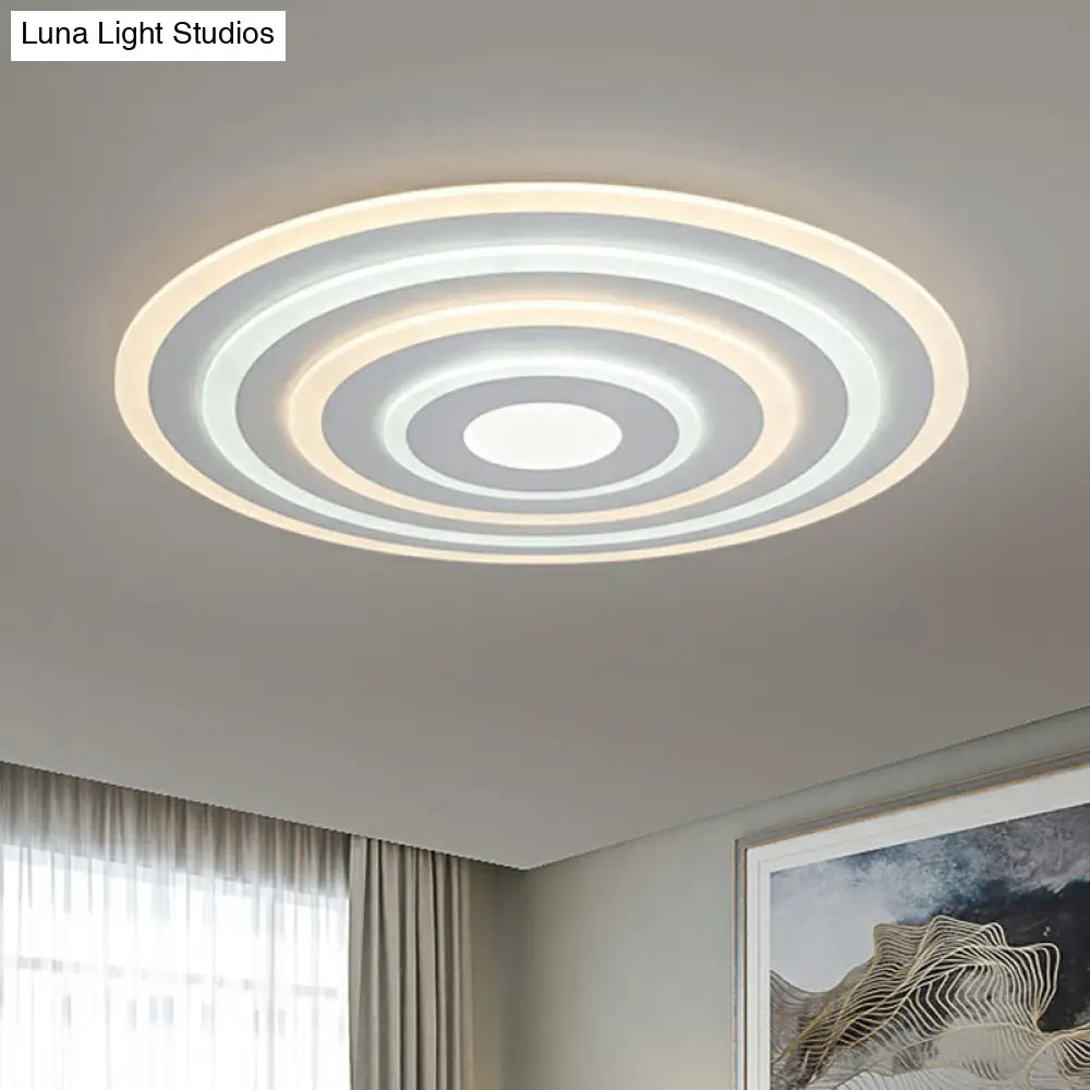 Simple Style Led Flush Ceiling Light For Bedroom - White Acrylic Round Flushmount