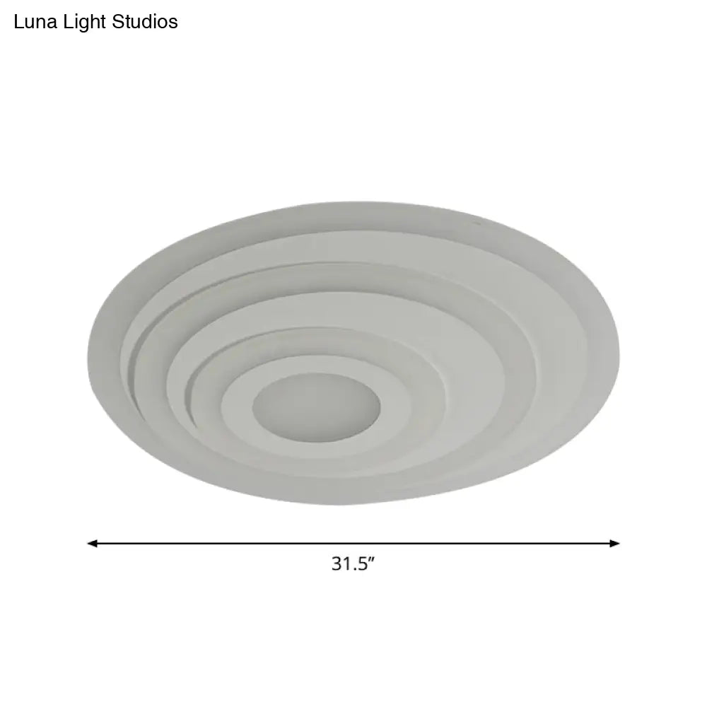Simple White Led Flush Ceiling Light - 19.5’/31.5’/39’ Wide Warm/White