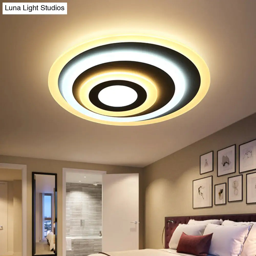 Simple White Led Flush Ceiling Light - 19.5’/31.5’/39’ Wide Warm/White