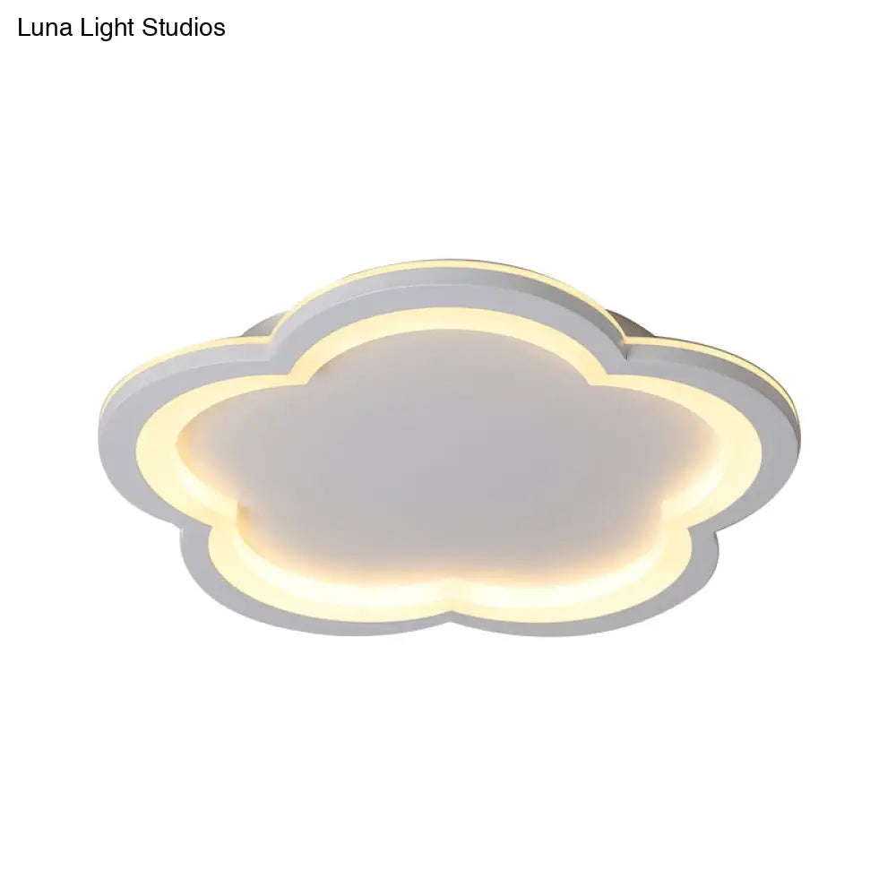 Simplicity Led Ceiling Light Fixture With Acrylic Diffuser- Flower Metal Flush In White/Warm