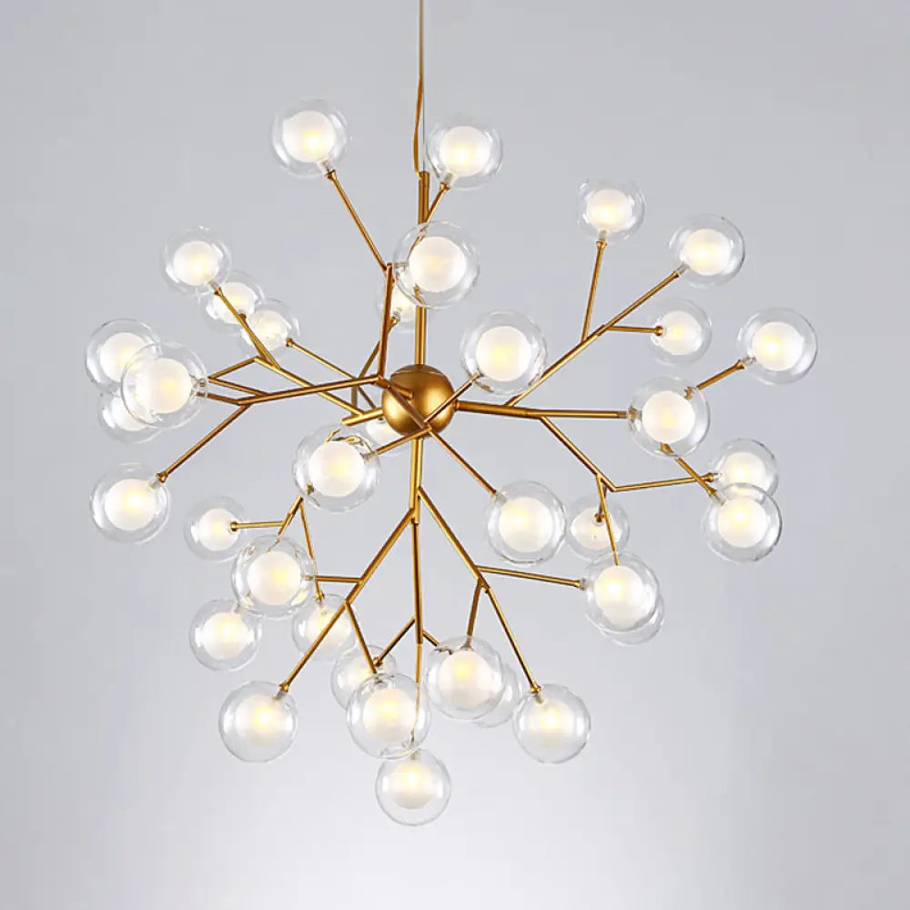 Simplicity Led Chandelier Bubble Pendant Light With Dual Glass Shade For Living Room 45 / Gold