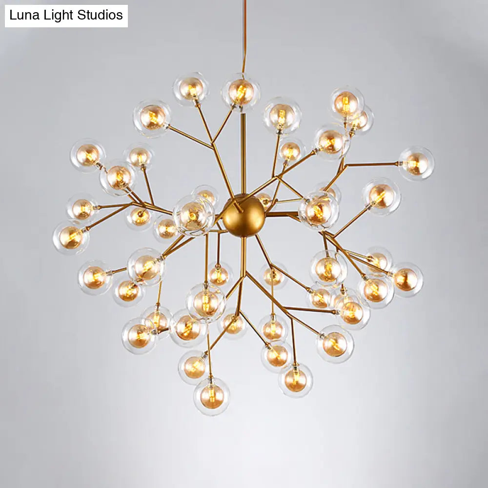 Simplicity Led Chandelier Bubble Pendant Light With Dual Glass Shade For Living Room