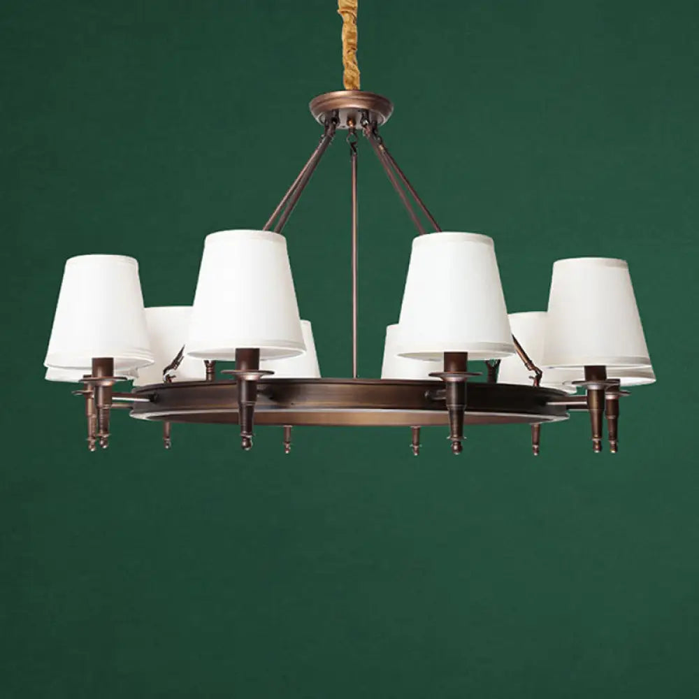 Simplicity Living Room Chandelier: Stylish Fabric Suspension Light With Bucket Shade 10 / Dark