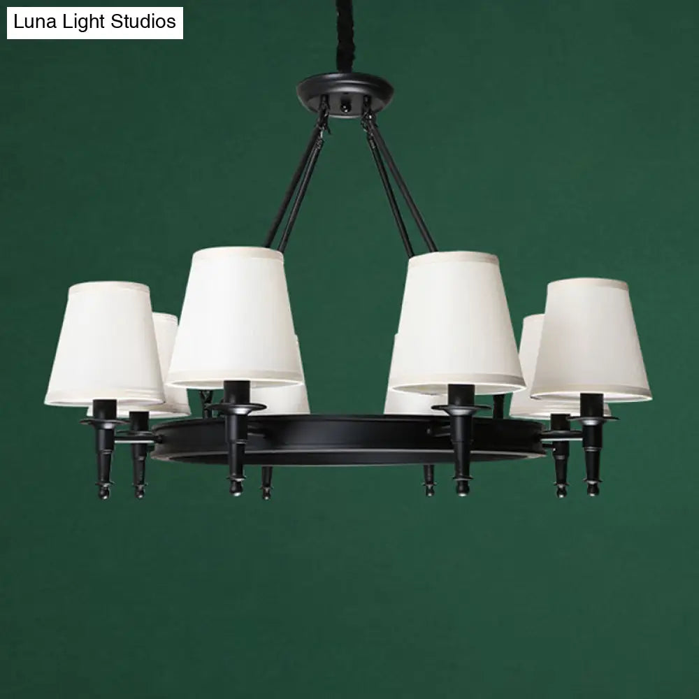 Simplicity Living Room Chandelier: Stylish Fabric Suspension Light With Bucket Shade