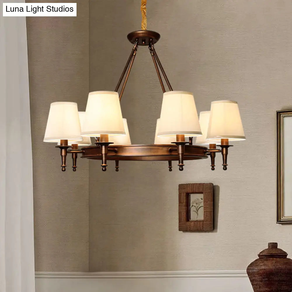Simplicity Living Room Chandelier: Stylish Fabric Suspension Light With Bucket Shade