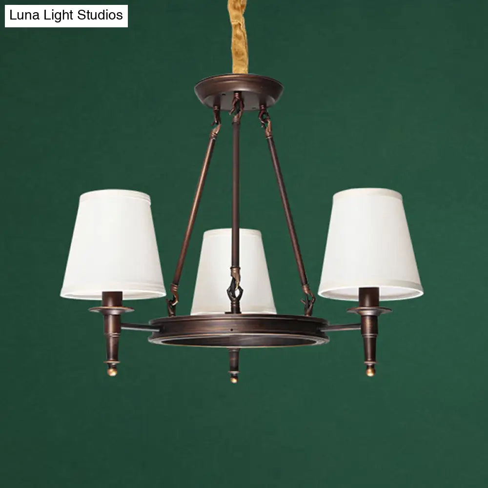 Simplicity Living Room Chandelier: Stylish Fabric Suspension Light With Bucket Shade