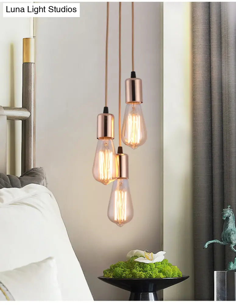Simplicity Metal Pendant Ceiling Light - Exposed Bulb Downlighting For Restaurant Ambiance